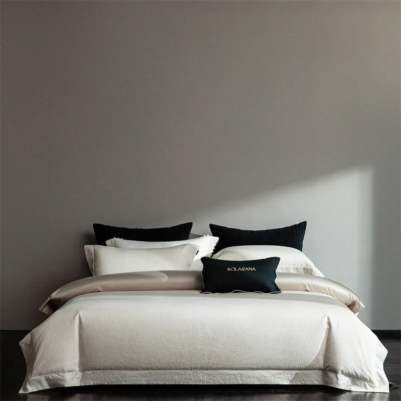 1000TC Egyptian Cotton Thick Weave Jacquard Luxury Solid Color Bedding Set
