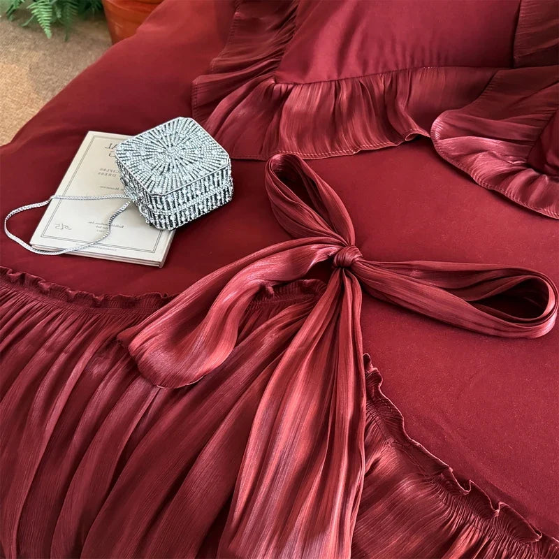 4Pcs Luxury Princess Wedding Style Bedding Set