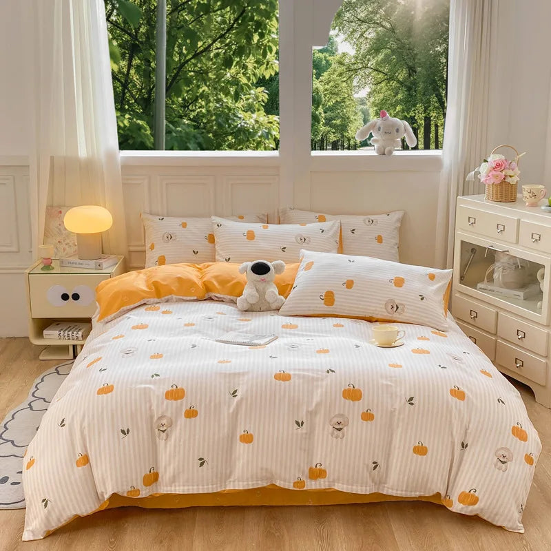 Cotton 4 Piece Bed Set Soft Breathable Bedding