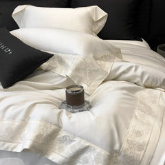 Luxury Hole Punching Embroidery Wide Edge Bedding Set