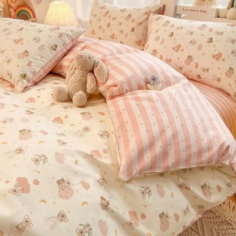 Cute Dog Duvet Cover Set Soft Kids Adult Twin Queen Size Girls Boys Flat Sheet Pillowcase Bedspread No Filler Bedding Set