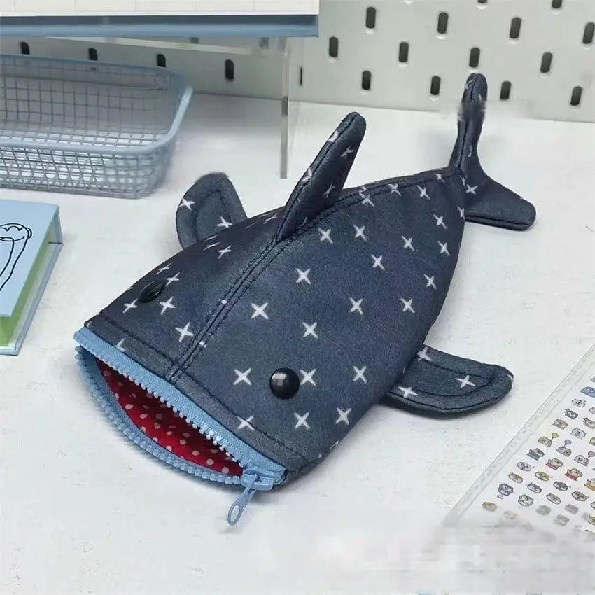 Deep Blue Shark Zipper Pencil Case
