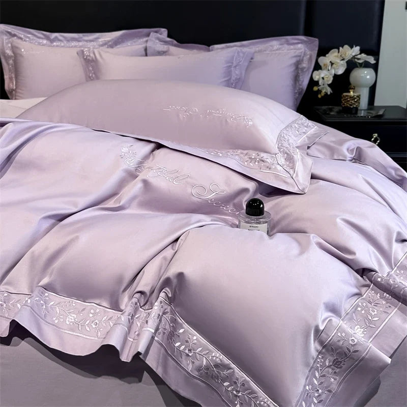 100% Cotton Floral Embroidery Wide Border Luxury Bedding Set