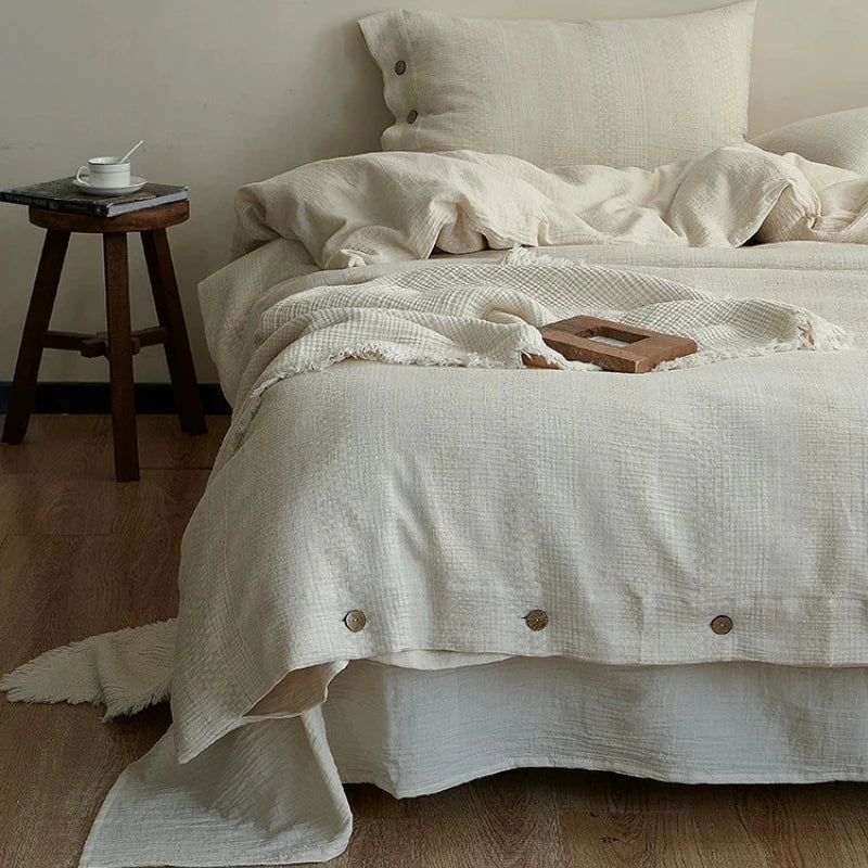 Pure cotton breathable and dry bedroom bedding four piece set Japanese style light luxury and high-end feel