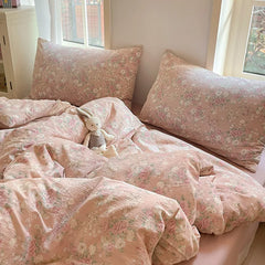 3/4Pcs Set Floral And Polka Dot Print Styles Duvet Cover Bed Sheet Pillowcase Full-Size Bedspread Set 1.5-Sleeper Bedding Set