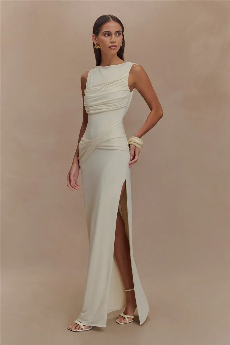 Jennifer Backless Ruched Maxi Dress