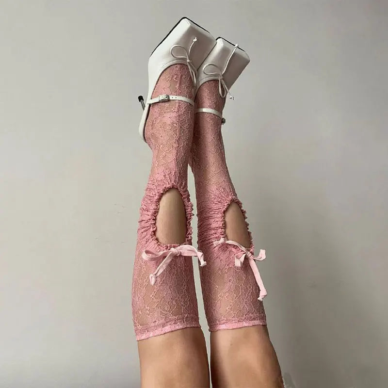 Ladies' cherry red square toe high-heeled bow