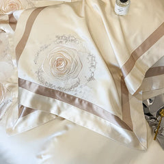 Luxury Rose Flowers Embroidery 1000TC Egyptian Cotton Premium Bedding Set
