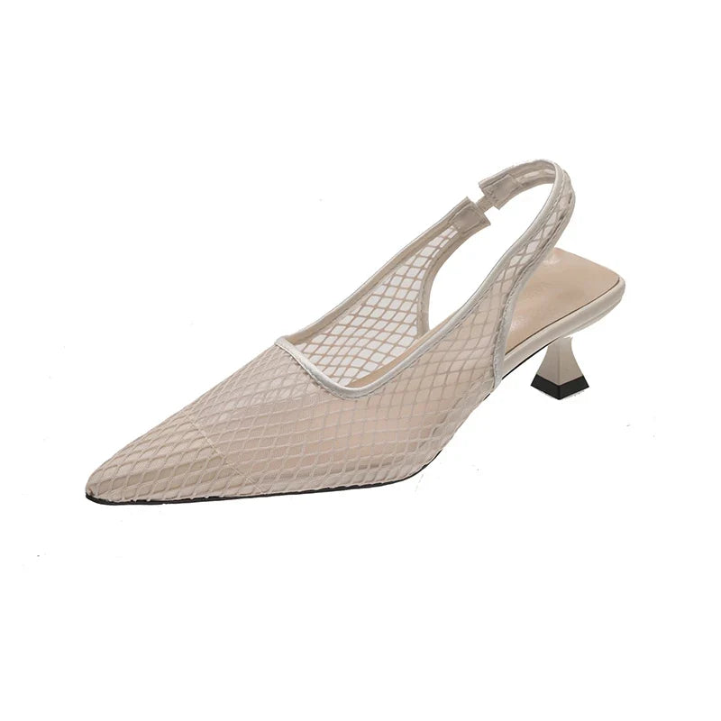 Designer Hollow Mesh Woven Brand Pumps