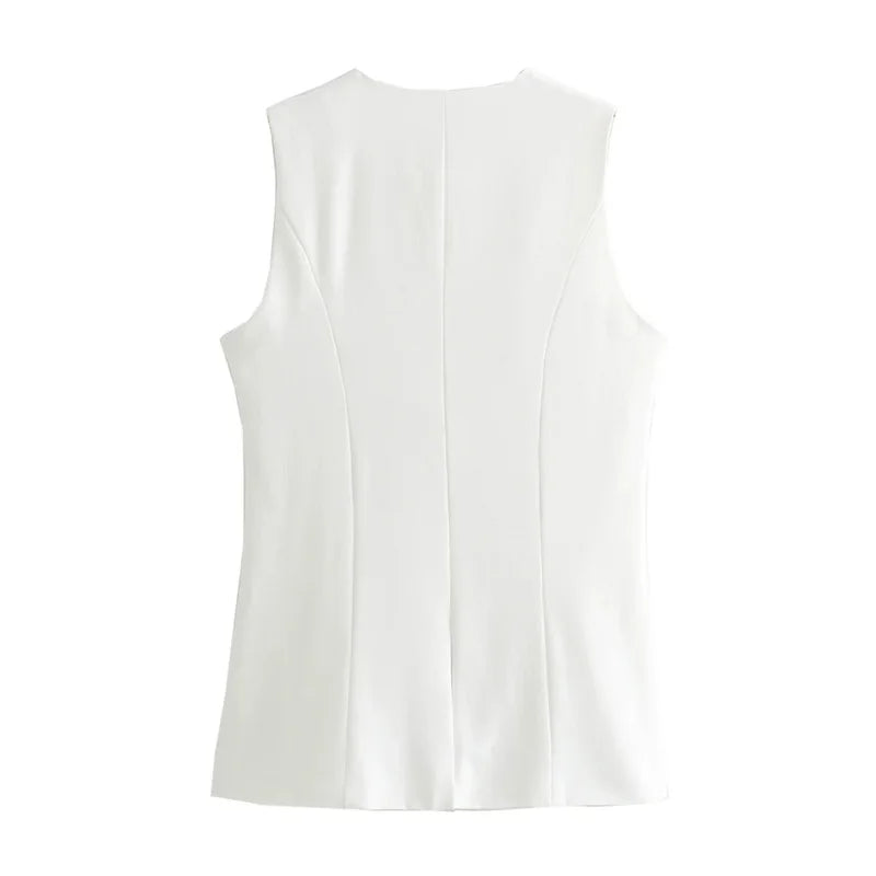 So Dramatic Button Up Vest Top