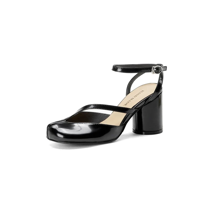 leather cowhide round toe toe