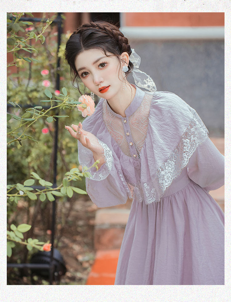 Vestido vintage eduardiano de ninfa lila