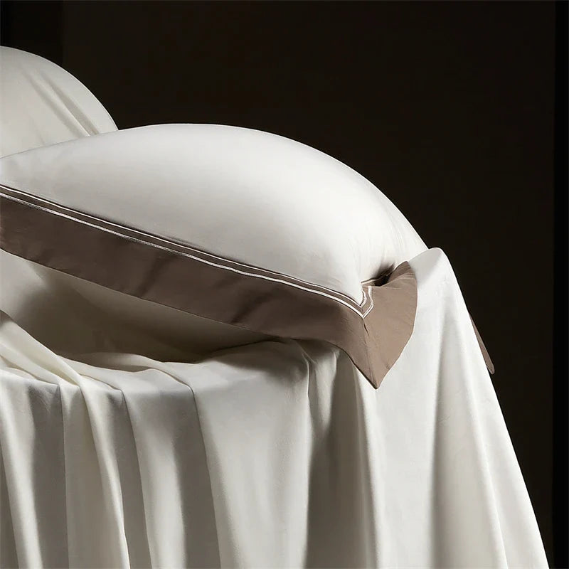 600TC Egyptian Cotton Thickened Brushed Wide Edge Bedding Set