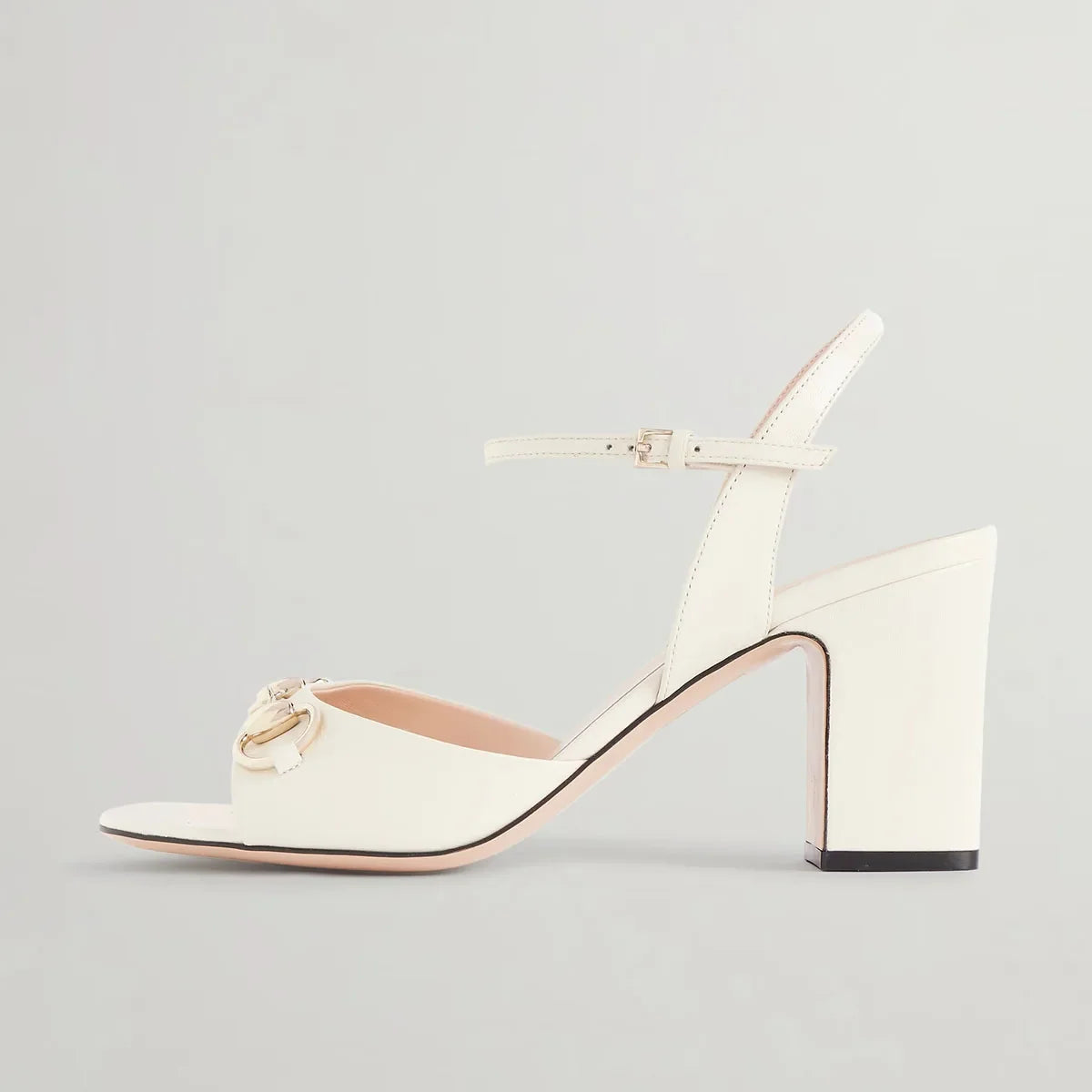 Black Cowhide Square Toe Chunky Heel