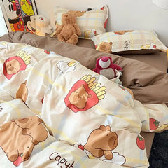 Cool Cars Duvet Cover Set with Zipper Kawaii Boys Girls Bed Sheet Pillowcases No Filler Twin Double Size Cute Bedding Set
