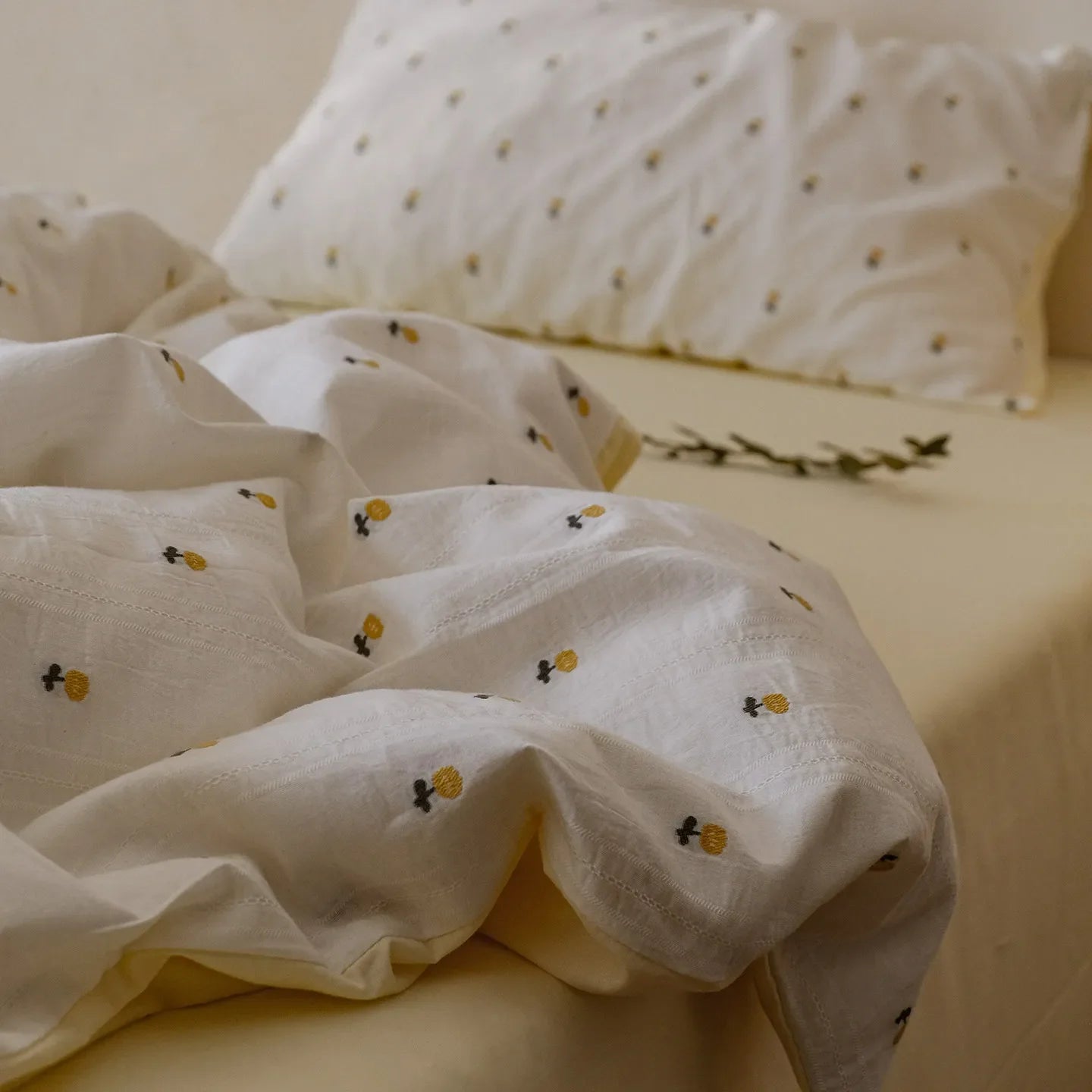 A-class Jacquard Bedroom Four Piece Set, Small Fresh Learning Three Piece Set Pure Cotton Duvet Cover Bed Sheet
