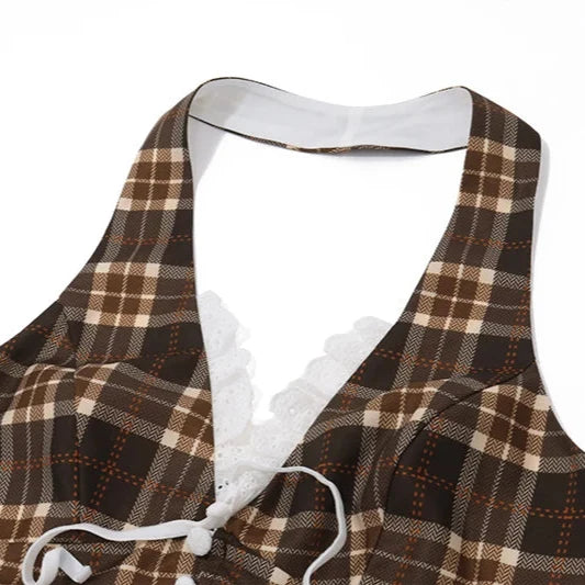 Cleora Plaid Halter Top