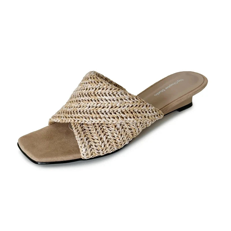 sheepskin woven slope heel
