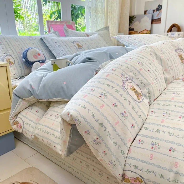 Korean Printed Duvet Cover Twin Queen Soft Comforter Covers Washable Single Double Bedding Home Quilts Cover  (No Pillowcase)