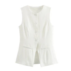 So Dramatic Button Up Vest Top