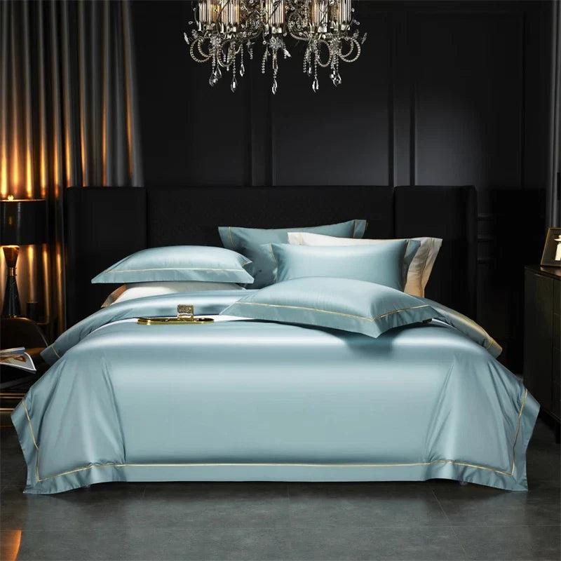 1000TC Egyptian Cotton Luxury Embroidery Solid Color Hotel Style Bedding Set