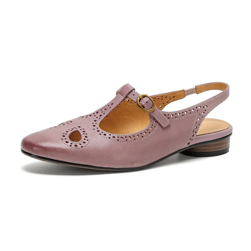 cowhide hollow out breathable low Heel