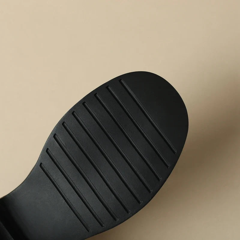 Kaky's Round Head Cowhide Mid Heel