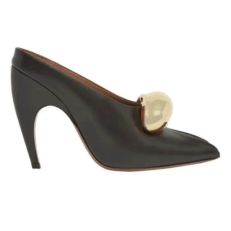 Fashionable Bright Face Metal Buckle Super High Heel