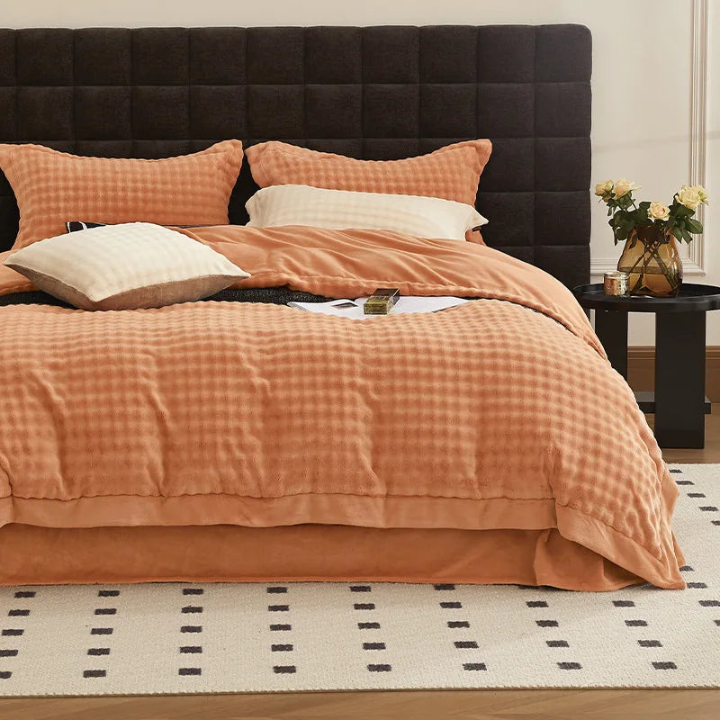 Winter Coral Velvet Warm Bedding Set