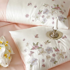 Luxury Flowers Embroidery Lace-Up Princess Wedding Bedding Set
