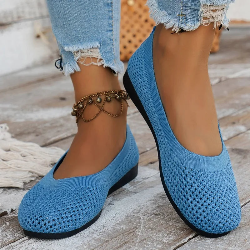 Flat Sole Single Shoe Spring/summer/autumn Mesh Fabric Shallow Mouth Soft Sole Breathable Loafers