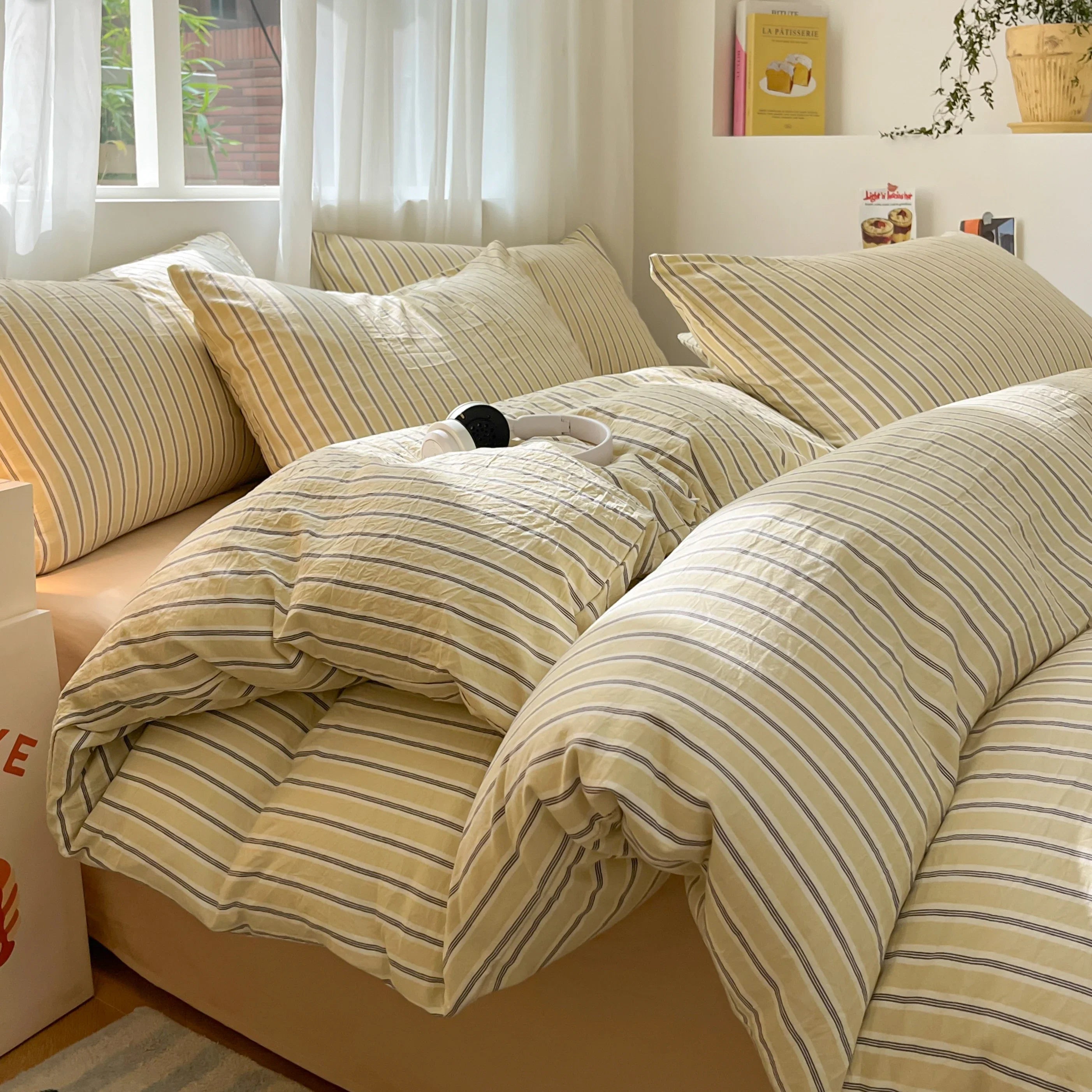 3/4 Pcs Blue Checkered Bedding Set