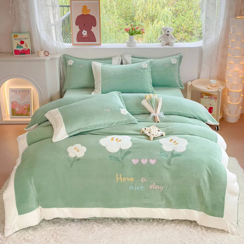 Winter Warm Velvet Bedding Set