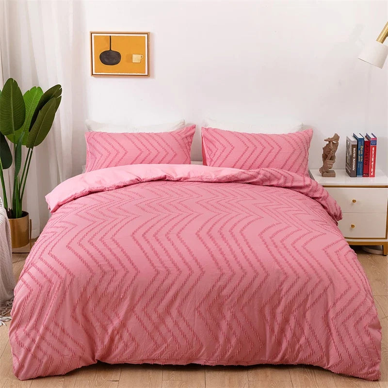 2pcs/3pcs Wave Tufted Design Duvet Cover Set for All Seasons Queen Size Comfortable Soft Comforter Cover Bedding Set