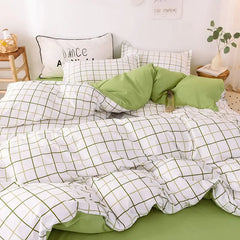 Floral Ins Style Duvet Cover Set Flat Sheet Pillowcase No Filler Soft Single Double Size Boys Girls 2024 Bedding Linens