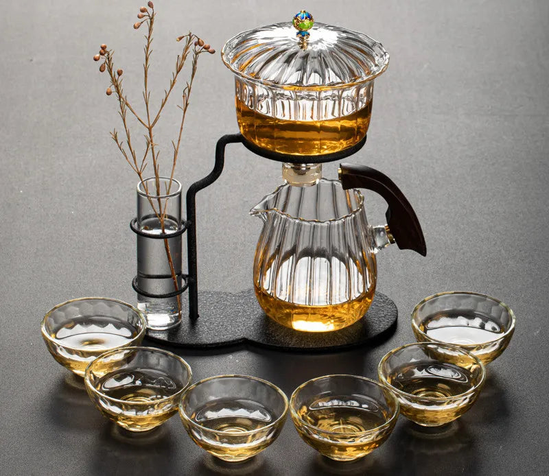 Vintage Pumpkin-Inspired Glass Tea Set