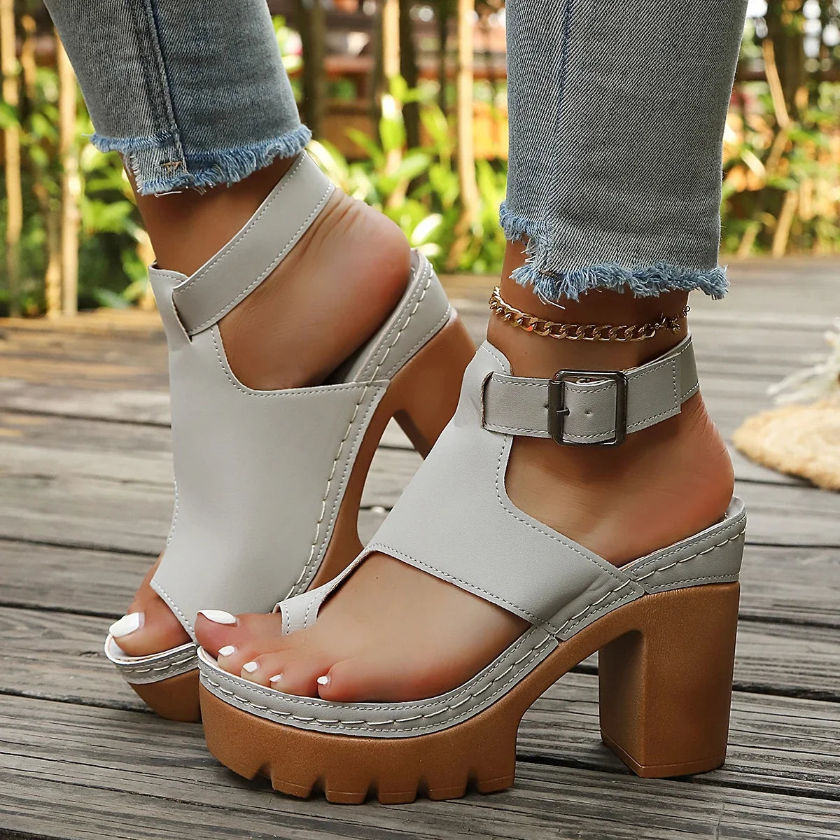Vintage Peep Toe High Heels