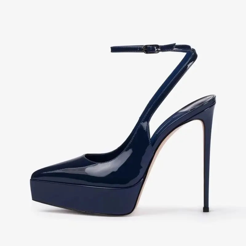 rose gold Patent Leather Platform Sandals