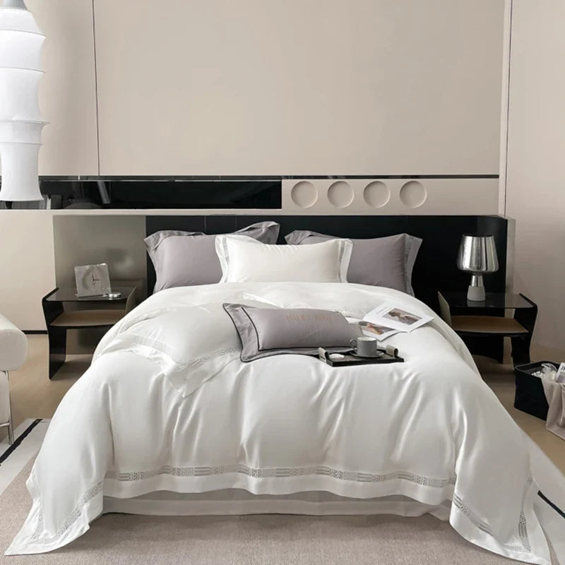 4Pcs Luxury 800TC Lyocell Soft Silky Cooling Summer Bedding Set