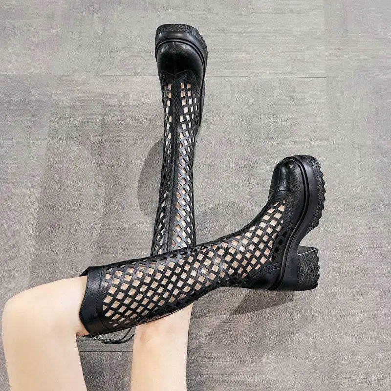Female Breathable Hollowed Out Mesh Boots