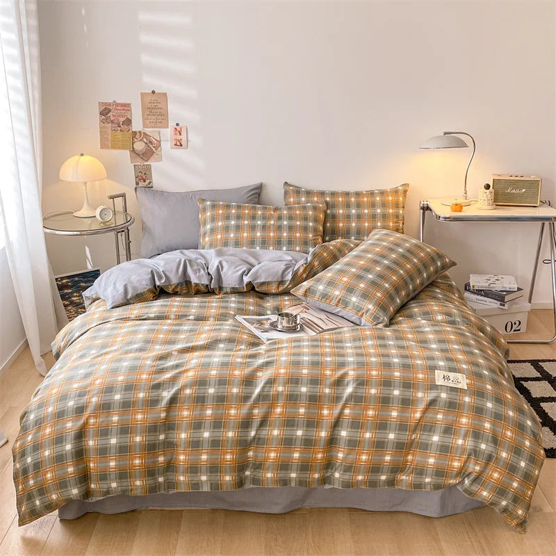Spring 100% Cotton Duvet Cover Set Fashion Floral Printed Queen Bedding Set