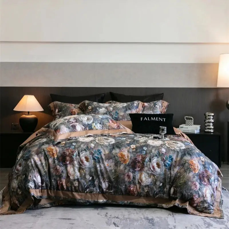 Oil Painting Style Blooming Flower Pattern Bedding Set