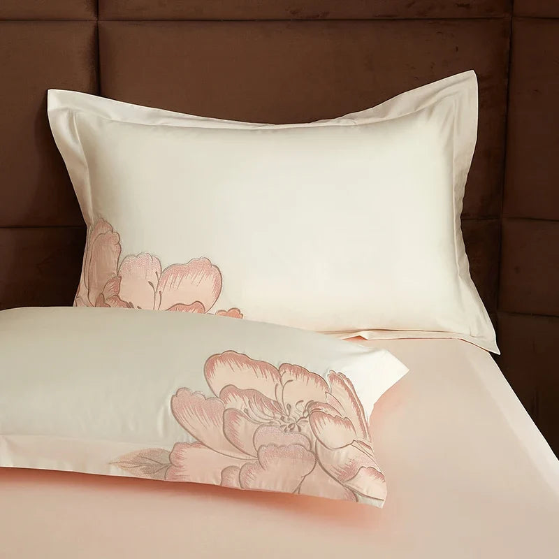 1000TC Egyptian Cotton Blooming Flower Embroidery Luxury Bedding Set