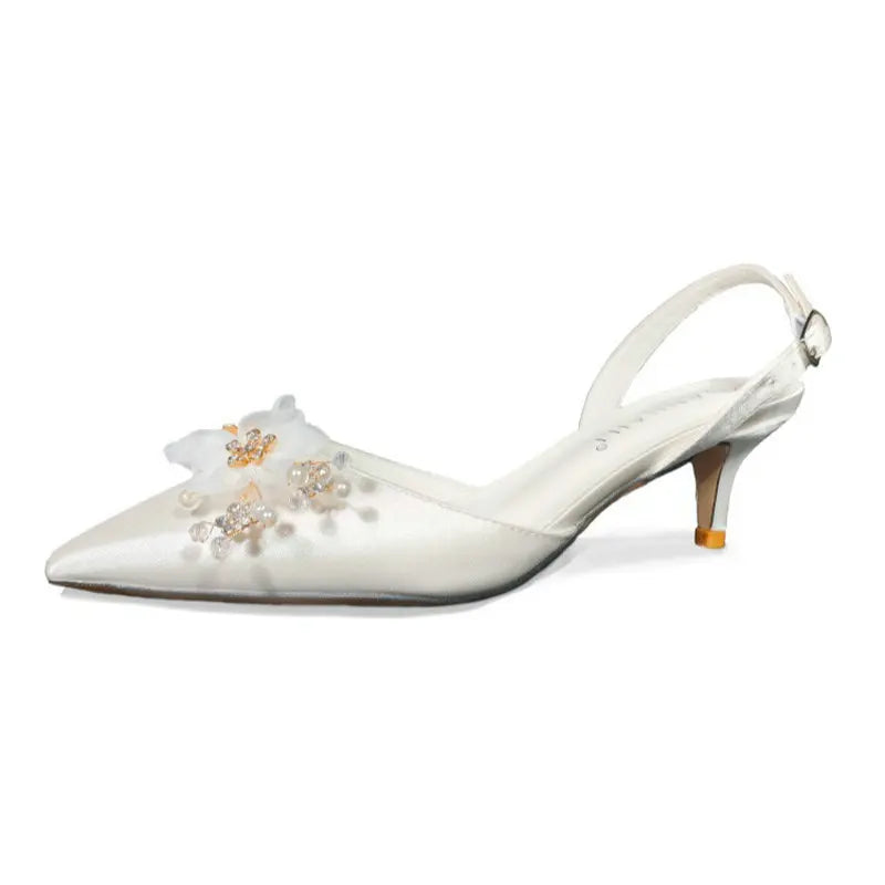 Style White Low-Heeled Single Shoes