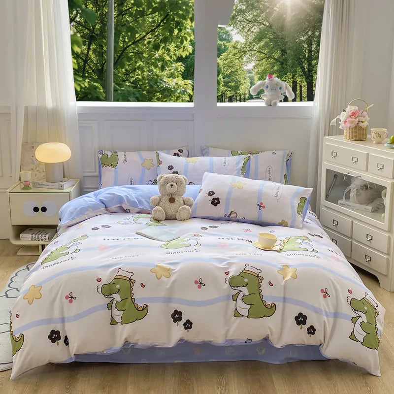 Cotton 4 Piece Bed Set Soft Breathable Bedding