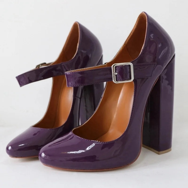 Patent Leather Belt buckle high-heeled Shoes