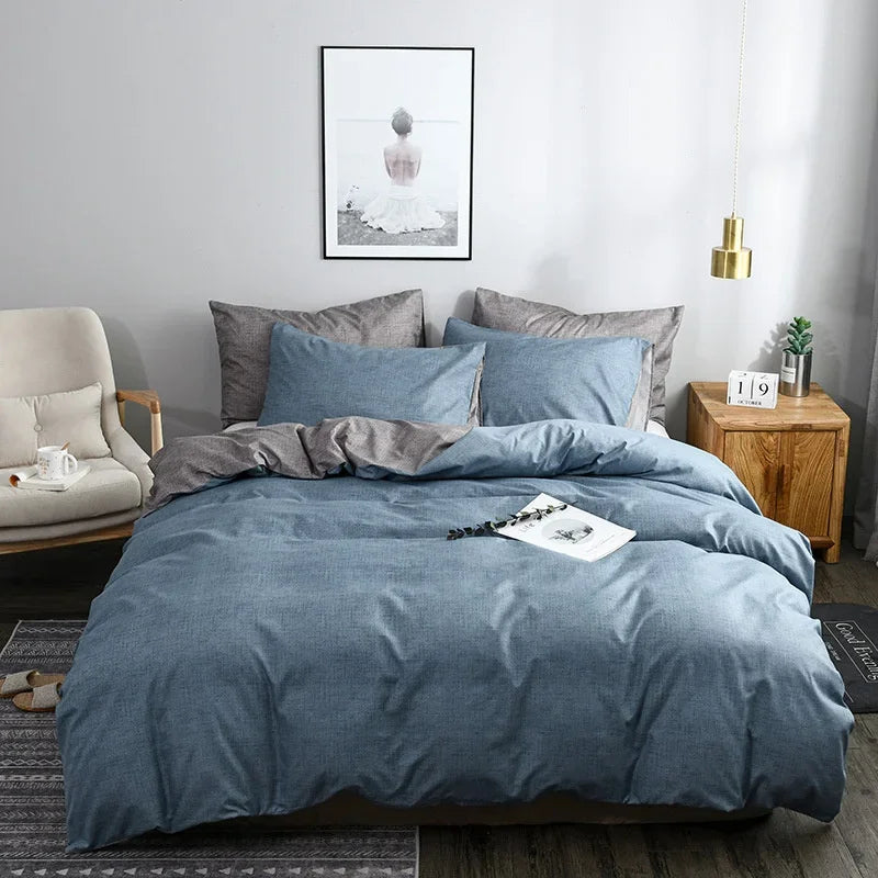 2/3pcs Solid Color Duvet Cover Set Super Soft Queen King Size Bedding Sets