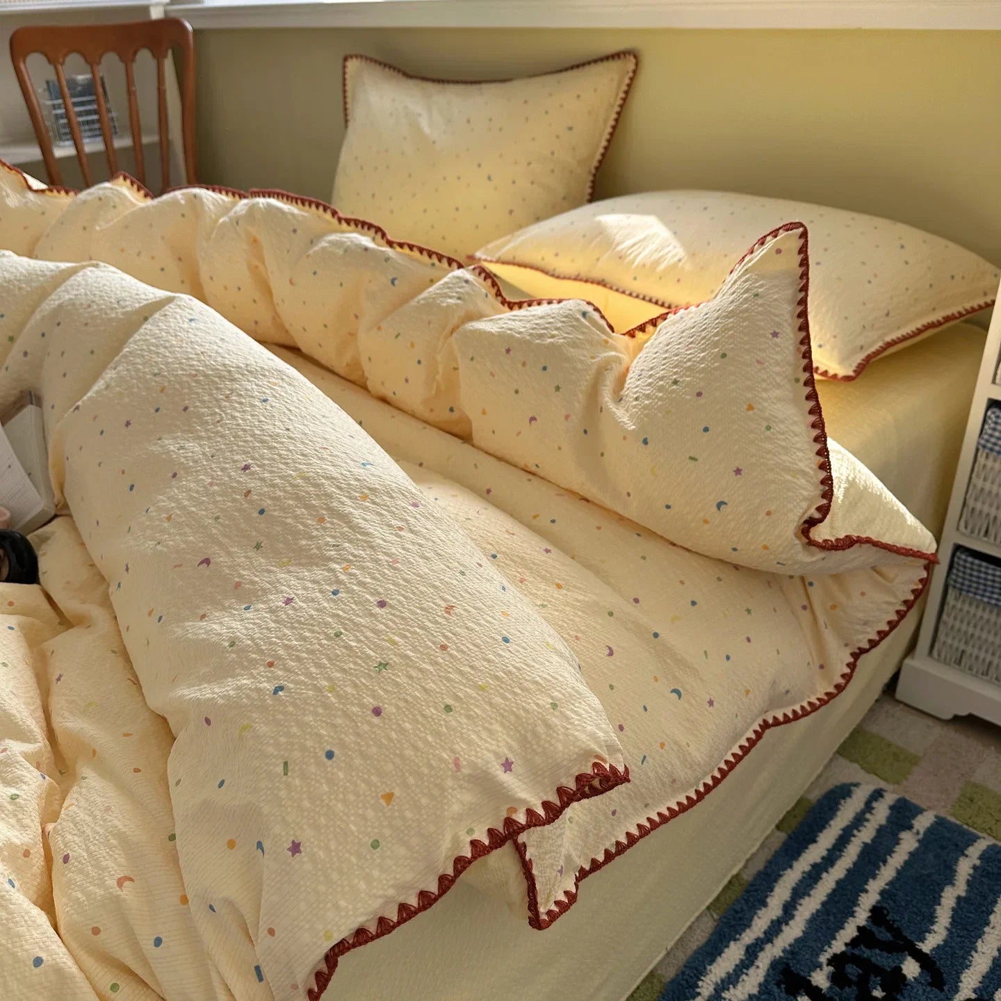 Pure Cotton 4 Piece Bed Sheet Set Dormitory Bedding Twin Full Queen King Size Soft Breathable