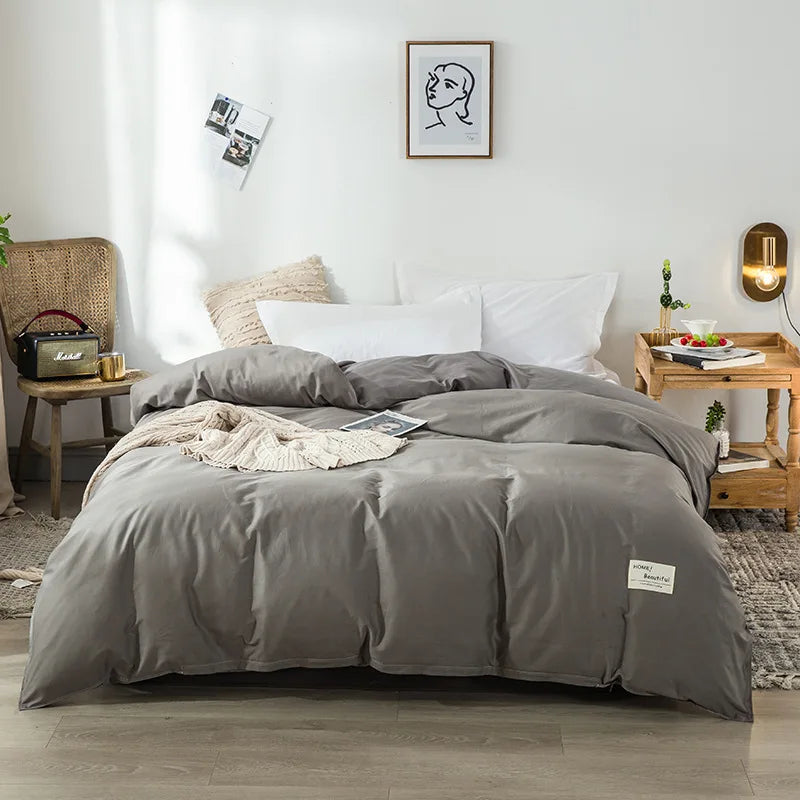 1PC Cotton Single Double Quilt Cover Simple Solid Color Korean Version Duvet Covers Skin Friendly Bedding Comforters Covers