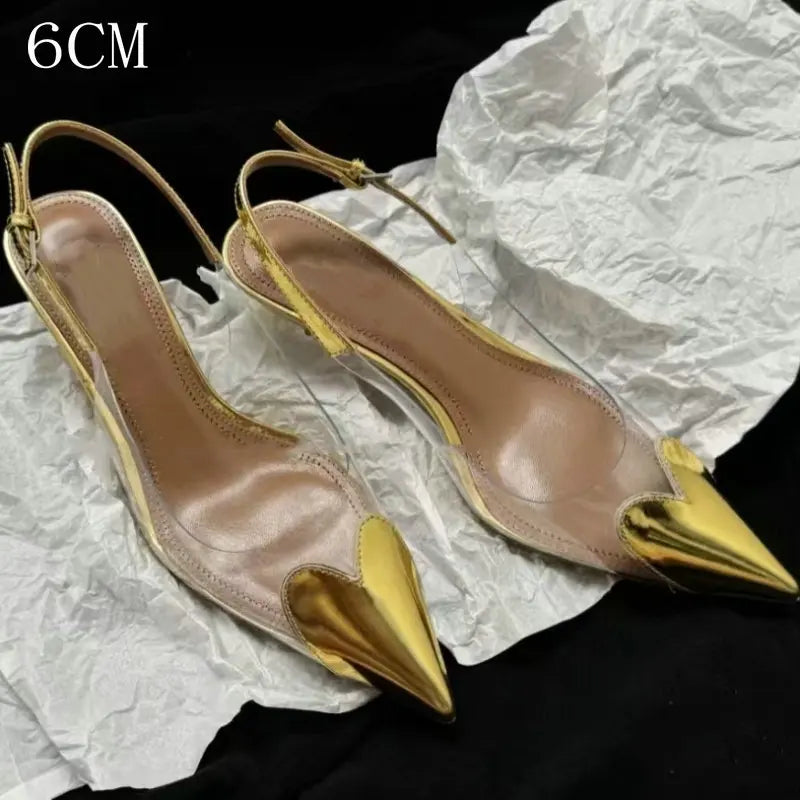 Heart-Shaped Transparent High-Heeled Sandals
